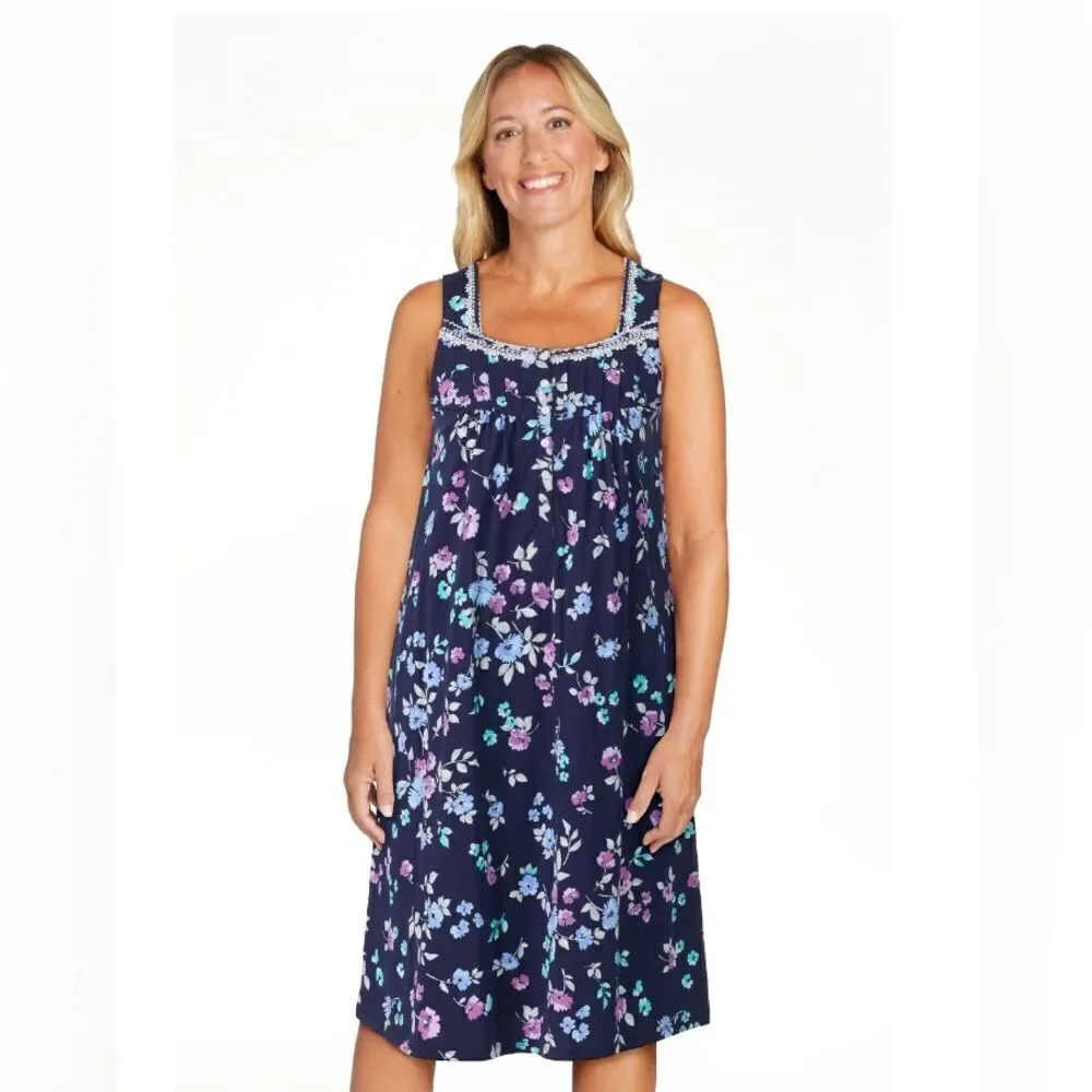Women's Sleeveless Cotton Nightgown Lounge Pajama Size S